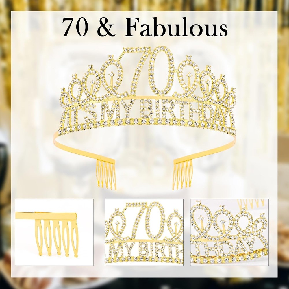 70th Gold Birthday Decorations for Women, 70 Birthday Women Decorations Set- It’