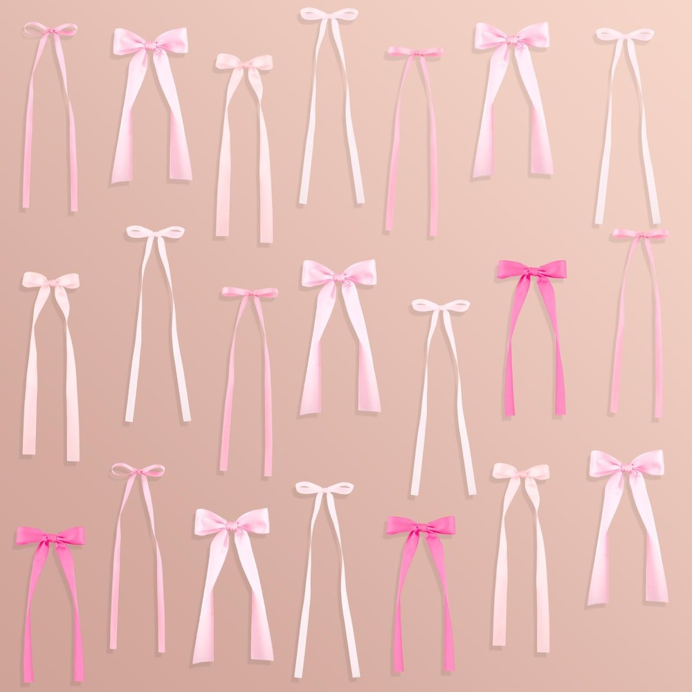 48 PCS Pink Bow Wall Decor Ribbon Bows Party Bridal Shower Wedding Backdrop