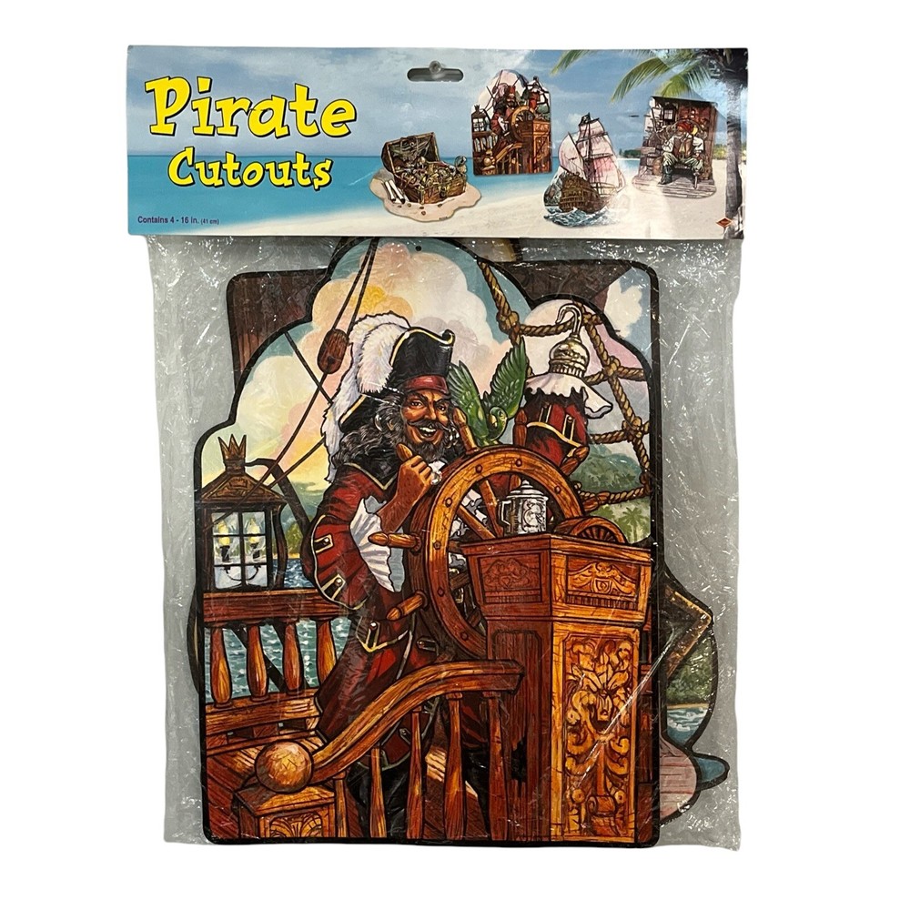 Vintage Pirate Adventures Diecut Cutouts 1996 Beistle 4 Pack Decorations New