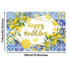 6×3.6ft Lemon Themed Birthday Banner Lemonade Happy Birthday Party Decoration…