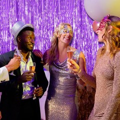2 Pack Purple Backdrop Tinsel Streamers Foil Fringe Backdrop Halloween Party …