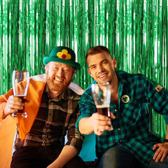 2 Pack Green Streamers Backdrop Jungle Party Decorations Foil Fringe Backdrop Cu