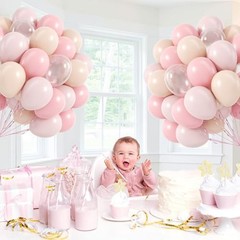 60pcs Light Pink Balloons 12inch with Pastel Clear Balloons for Pink Nude