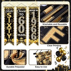 3 Pieces 60th Birthday Party Banners 60th Birthday Decorations for Men Women …