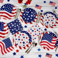 150Pcs 4th of July Patriotic Decorations, American Flag Standard, Serve:50