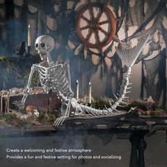 Life Size Skeleton Mermaid Halloween Outdoor Decorations Movable Posable Joints