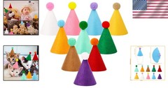 Mini Birthday Party Hats Multicolor Cone Hats for Pets and Kids 10pcs