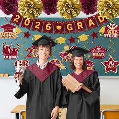 Maroon Graduation Decorations 2026, 2026 Grad Banner and Congrats Grad Hanging S