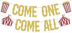 Glitter Come One Come All Banner Circus Themed 1st Birthday Party Decorations