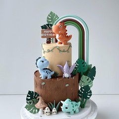 30PCS Dinosaur Cake Toppers Set for Birthday – Washable Reusable Jungle Theme…