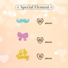130 PCS Mustache Bow Confetti Boy Girl Gender Reveal Gold Glitter Decor