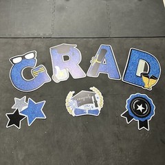 Blue Yellow Black Graduation Yard Signs Waterproof With Balloons Grad Yard Sign