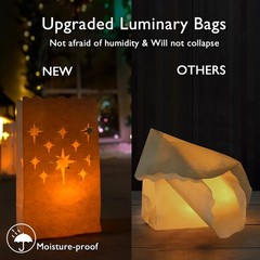 White Luminary Bags, Upgraded Moisture-Proof Candle Bags, Stars Design Lumina…