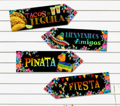 4 Mexican Tacos & Tequila Fiesta Party Decoration Arrows