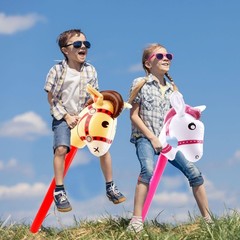 12 Pack Inflatable Stick Horse Bulk Colorful Inflatable Horsehead Stick Ballo…