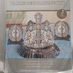 7 Sets Communion Baptism Easter Table Decor Kit Floral purple Cross Christian