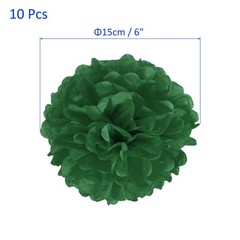 10 Pack Tissue Pom Poms Flowers 6 Inch Dark Green Wedding Birthday Decor