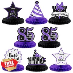 LASKYER 85th Shiny Purple Birthday Centerpieces