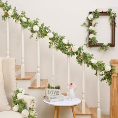 Dolicer 4Pcs 26Ft Artificial Eucalyptus Garlands with Flowers – 8 Roses, Faux…