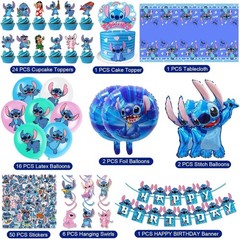 103PCS Stitch Party Supplies, Birthday Decorations Set Include Banner, Balloo…