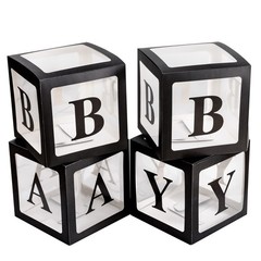 Baby Boxes with Letters Transparent Decorations for Gender Reveal, Birthday