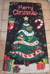 Felt Fabric Banner Backdrop «Merry Christmas» Holiday Tree With Hangers 64X35In