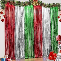 Christmas Foil Fringe Curtains 3 Pack Party Decorations Backdrop New Year Eve US