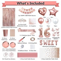 Party Spot! 255 pcs Sweet 16 Party Decorations, 25 sets of Tableware, Sweet 1…