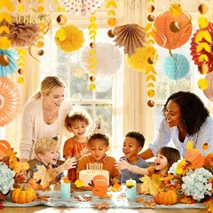 Fall Party Decorations Kit Orange Brown Yellow Lake Blue