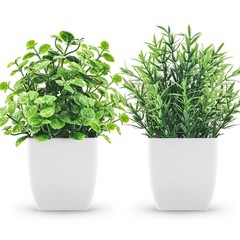 ZJIA 2 Pack Fake Plants Small Artificial 9.84 X 5.91 X 3.15 Inches, Green