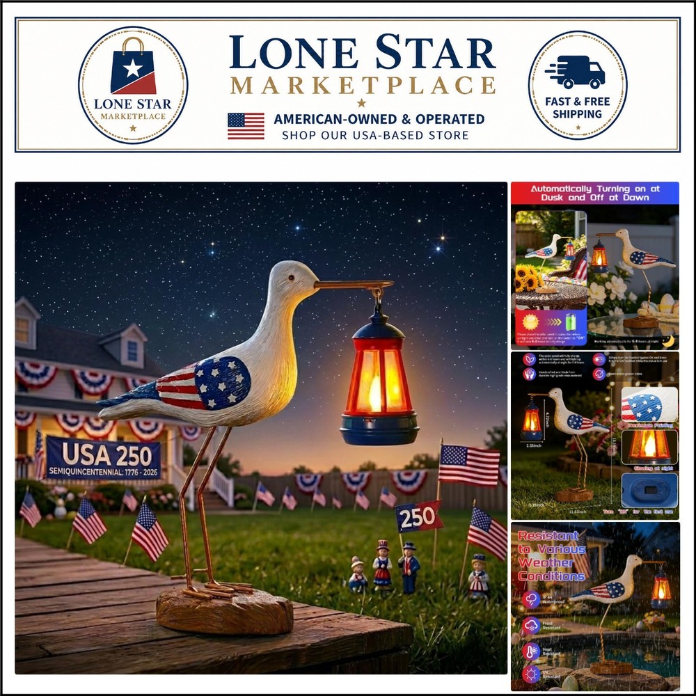 Unique Coastal Seagull Solar Light – Ideal for Gardens and Patriotic Displays