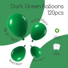Awenztech 122pcs Dark Green Balloon Arch Kit, 18 12 10 5 inch Green Latex Bal…