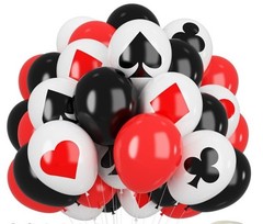 Poker Balloons, Casino Theme Party Balloons Black White Red Poker Card Ballon