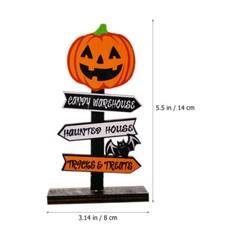 2PCS Halloween Ghost Pumpkin Decoration Table Centerpiece Wood Sign Table Decor