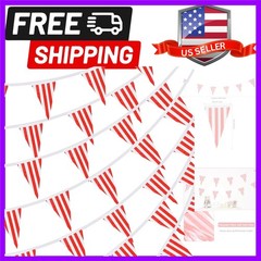 170ft 120pcs Red and White Striped Pennant Banner, Carnival Circus Decoration…