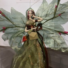 Garden Tree FAIRY ORNAMENT 15” Green Ribbon NWT Craft Party Event Decor