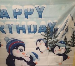 Penguin Birthday Backdrop 3ft X 5ft