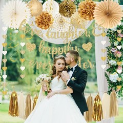 Engagement Party Decorations, Gold Glitter Love Laughter & Happily Ever After…