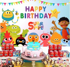 Super Simple Song Birthday Decorarion Backdrop Banner Party Supplies 5x3ft