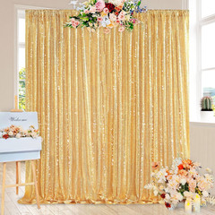 QueenDream Gold Sequin Backdrop Curtain Party Decorations: 10ft x 10ft Glitter B