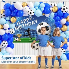 Soccer Party Decorations 116Ppcs 16Ft Blue Balloons Arch Kit Backdrop Cake To…