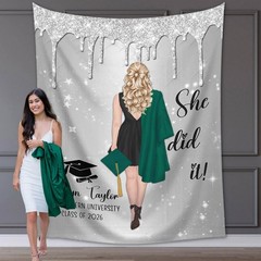 Personalized Graduation Party Tapestry Backdrop High School Class of 2024 Decor