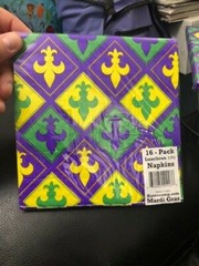 Mardi Gras Beverage Napkin 16ct 1 Pack 3-Ply New!!!