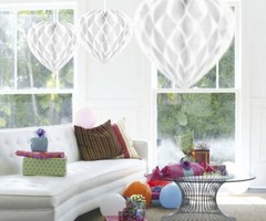 Decoration Honeycomb Heart White 30cm