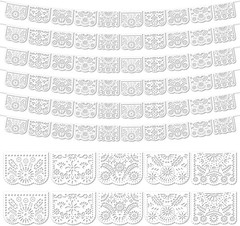 6 Pack White Papel Picado Banner Mexican Party Banner Wedding Fiesta Party Di…