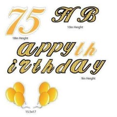 Happy 75th Birthday Yard Decoration 19 piece set – FREE SHIPPING, 12491