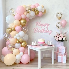 Balloon Arch Kit, 139 Pcs Pink, White, Gold Confetti for Birthday Party Decor