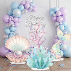 4 Pcs Large Mermaid Birthday Decorations Mermaids Photo Booths Props under the S