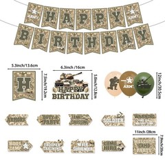 Army Military Party Decorations ,Camouflage Birthday Green, Brown, Gray
