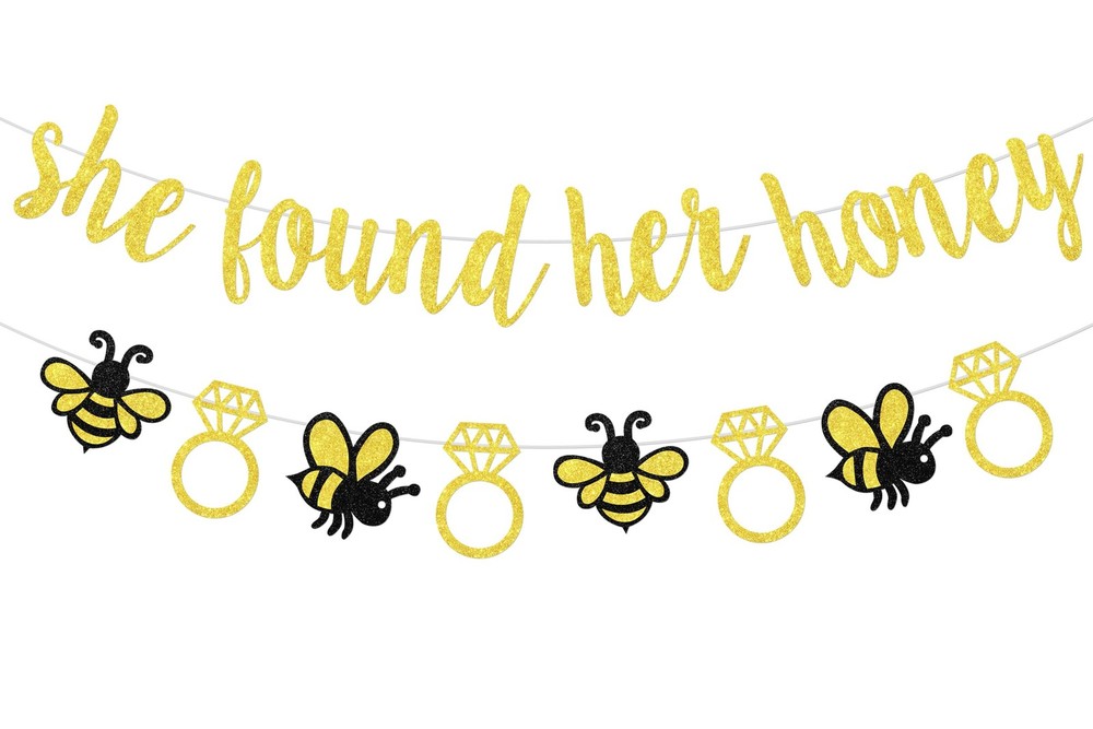 Bee Bridal Shower Decorations – She Found Her Honey Banner, Bumble Bee Diamon…